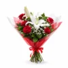 Un Bouquet de roses, lys et gypsophile