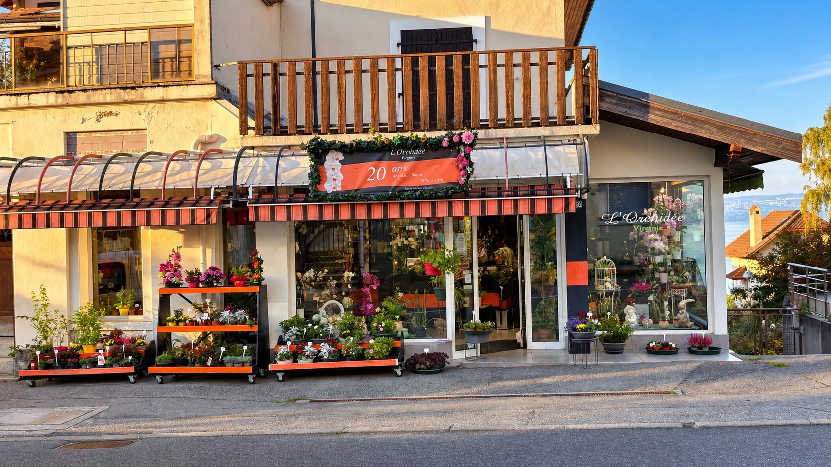 Façade de L'Orchidée Virginie, fleuriste à Évian-les-Bains